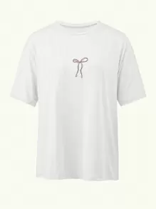 INAWLY Áo thun tay ngắn in họa tiết Đức tin vượt qua nỗi sợ hãi cho nữ Áo thun họa tiết nữ - trắng - Xem 3