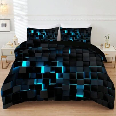 2/3 件套时尚 3D 印花高品质羽绒被套装（1 个羽绒被套 + 1/2 个枕套），柔软舒适，亲肤透气，适用于酒店、卧室、客房，时尚流行床上用品，适合所有季节、秋季装饰、秋季装饰、房间装饰