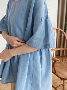 FRIFUL Blusa suelta casual de rayas para mujer, con volantes, para el verano