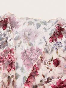 SHEIN ICON Trang phục mùa thu dành cho nữ Đi chơi Dây thắt nút Ren gợi cảm in hoa cài nút - Nhiều màu - Xem 10