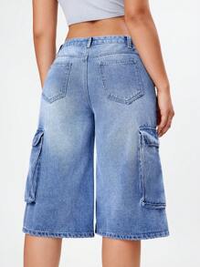 Jeans con bolsillo de solapa lateral de carga - Lavado ligero - Ver 2