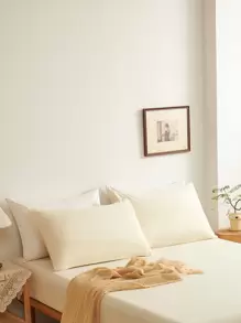 2 件米色超柔软素色枕套轻质床上用品信封封口纯色床枕套，适用于卧室宿舍床上用品返校床上用品 - 米色 - 查看 2