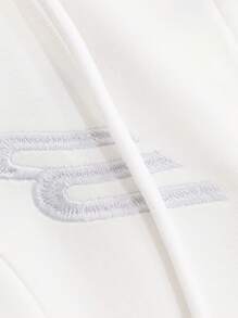 DAZY 女士休闲紧身撞色条纹短款连帽运动衫，春夏女式夹克，秋季女装 - 白色 - 查看 7