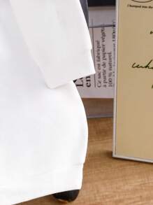 SHEIN Tween Girl Hooded Thermal Lined Long Sweatshirt - White - View 5