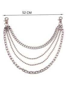 ROMWE Grunge Punk 1 件女士朋克风格多层金属腰链 - 銀色 - 查看 4