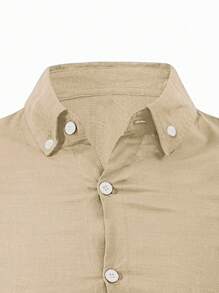 Manfinity Mode Camisa casual de manga larga de unicolor para hombres, para otoño - Camel - Ver 5