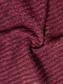 Slaydiva 两件套女士休闲开衩罗纹纯色吊带中长连衣裙和长袖开襟上衣 - 酒紅色 - 查看 6