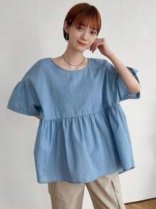 FRIFUL Blusa suelta casual de rayas para mujer, con volantes, para el verano