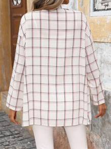 SHEIN LUNE Women's Long Sleeve Button-Up Plaid Shirt, Autumn - Multicolor - View 5