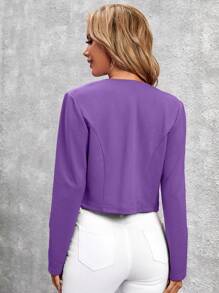 SHEIN Clasi Áo khoác ngắn nhẹ màu trơn cho nữ, mùa xuân hè - Màu tím - Xem 2