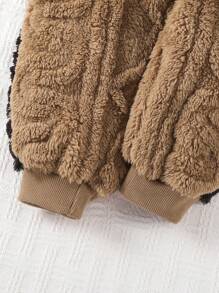 Baby Boy Colorblock Fuzzy Hooded Sweatshirt Set, Autumn/Winter - Khaki - View 3