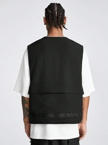 Manfinity VCAY Chaleco suelto de punto llano para hombres, estilo de salida de moda para amigos