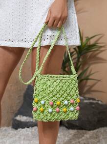 SHEIN VCAY Women's Beaded Leisure Shoulder Bag For Travel - Multicolor - View 2