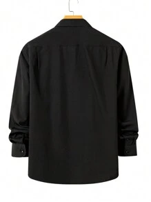 Manfinity Nomadique Men Simple Cowboy Printed Button-Up Long Sleeve Shirt, For Going Out, Husband, Fall - Black - View 2