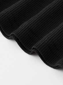 2pcs Girls' Knitted Thermal Underlayer And Washed Denim Pinafore Pants Set - Multicolor - View 3