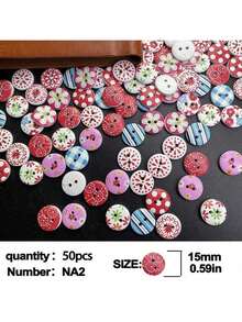 Retro Button Wooden DIY Crafts Wooden Leaf Shaped Button Accessories - Color Mixing - View 3
