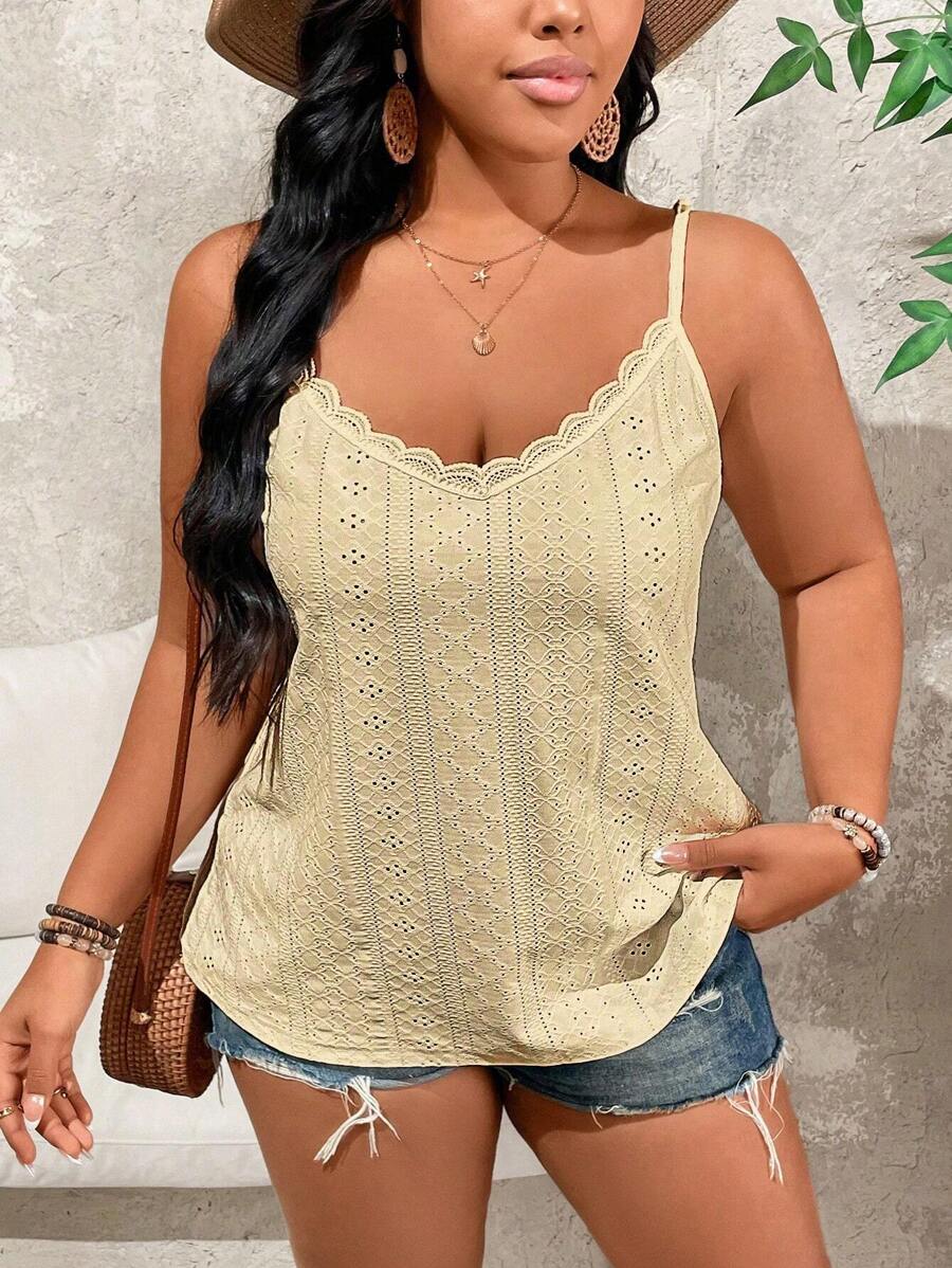 Breezaya 大码女式度假撞色蕾丝吊带背心