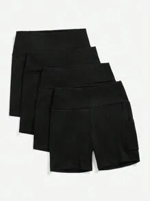SHEIN Sport Gameset 4pcs Solid Wideband Waist Sports Shorts
