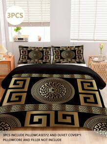 Bộ 3 vỏ chăn tròn phong cách Châu Âu, 1 vỏ chăn + 2 vỏ gối, in độ phân giải cao, vải 100% Polyester, mềm mại và thân thiện với làn da, thích hợp cho phòng ngủ, phòng khách, du lịch và cắm trại - Nhiều màu - Xem 1