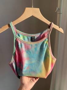 Comfortcana Parte superior de camisola de punto con efecto tie-dye para mujeres