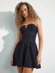 WESTFADE Polka Dot Mini Dress - Black - View 6