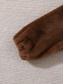 SHEIN 2 chiếc Bé Trai Thoải Mái & Ấm Áp Hoạt Hình Gấu Thêu Có Mũ Trùm Đầu Bộ Đồ Ngủ & Quần Bộ Đồ Ngủ - màu nâu - Xem 7