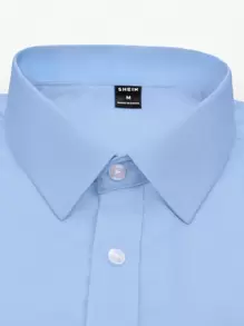 Manfinity Mode Áo sơ mi nam tay ngắn họa tiết thêu hiệp sĩ miền Tây cao bồi mùa hè thường ngày đi làm, đi làm, chồng, kinh doanh - Màu xanh lam - Xem 4