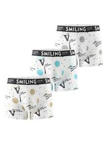 3pcs/Pack Men's Random Print Boxer Briefs - Multicolor - View 1