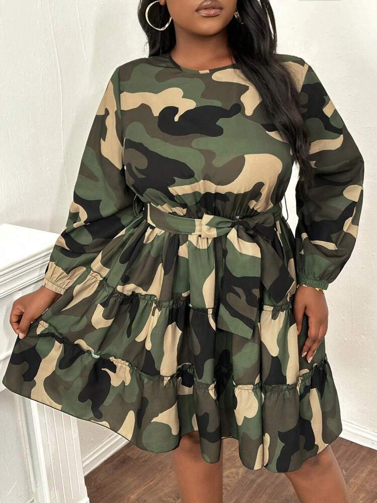camouflage dresses for women elegant womens a line print dress The overall look combines feminine shaping with a bold Slaydiva Plus Size Women Camouflage