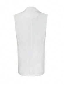 女士休闲无袖前开纯色西装外套夏季