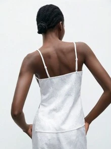 Maija 女士夏季纯色侧镂空休闲吊带背心 - 白色 - 查看 5