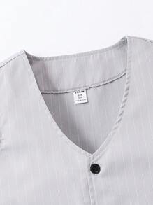 SHEIN 3 件套 Tween 男童休闲条纹开衫外套、背心和裤子套装，适合派对、休闲、上学、旅行等春秋季节 - 灰色 - 查看 6