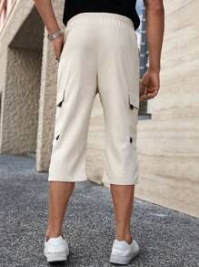 Manfinity Homme 男士抽绳腰带七分工装裤