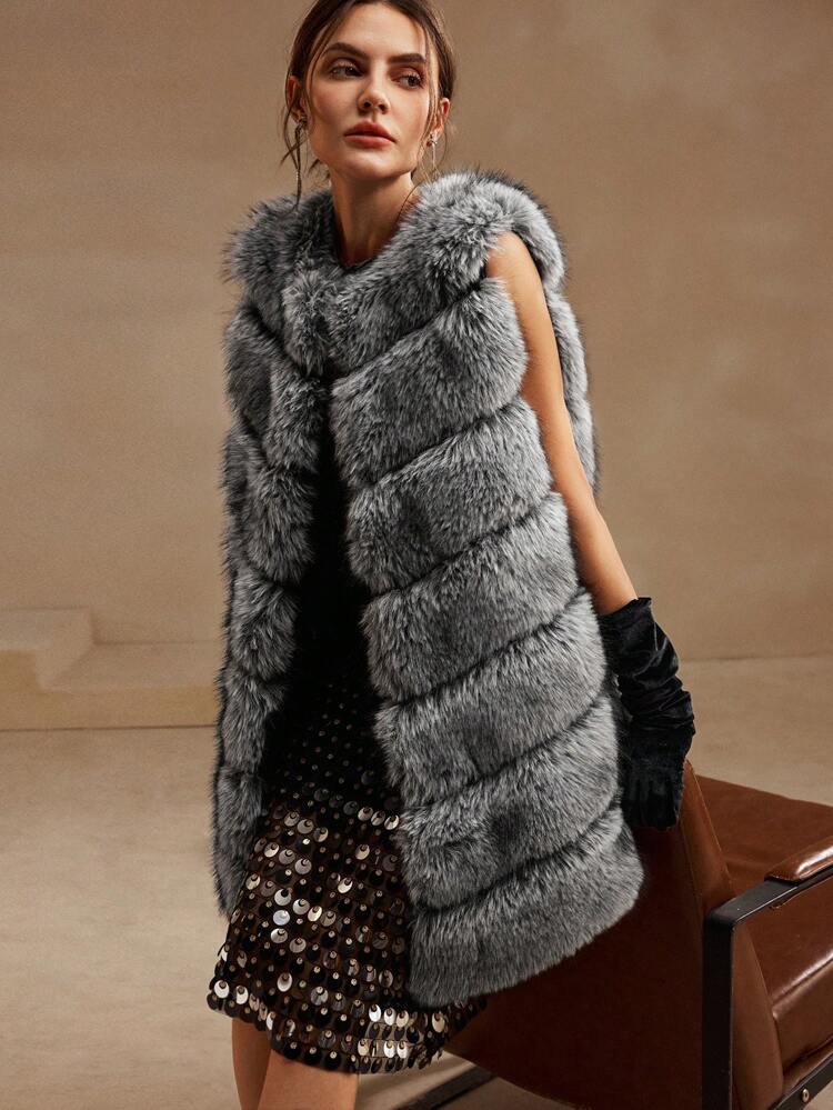 Women's Fashion Sleeveless Faux Fur Vest