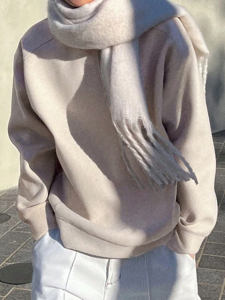 Men Solid Color Pullover Sweatshirt Autumn