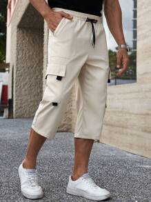 Manfinity Homme 男士抽绳腰带七分工装裤