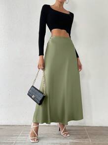 SHEIN Tall 缎面美人鱼长裙