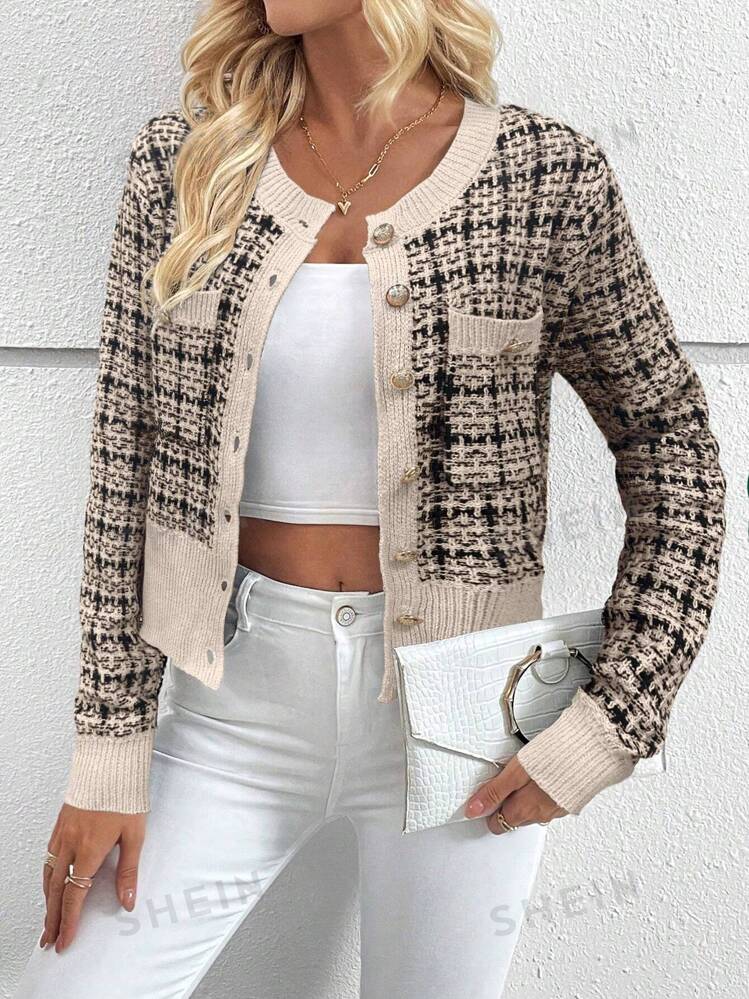 SHEIN Relaxiva Women s Simple Everyday Button Up Long Sleeve Cardigan
