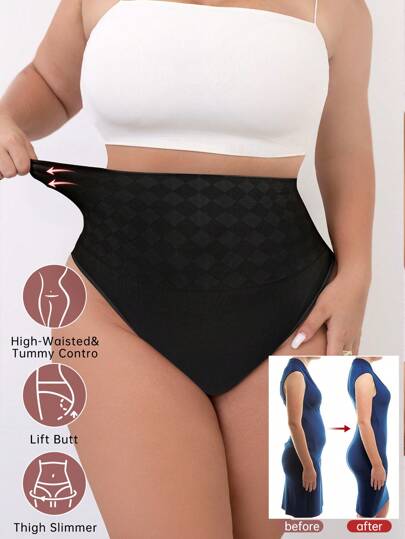 Bragas moldeadoras minimalistas de unicolor y elásticas de talla grande, para uso casual diario