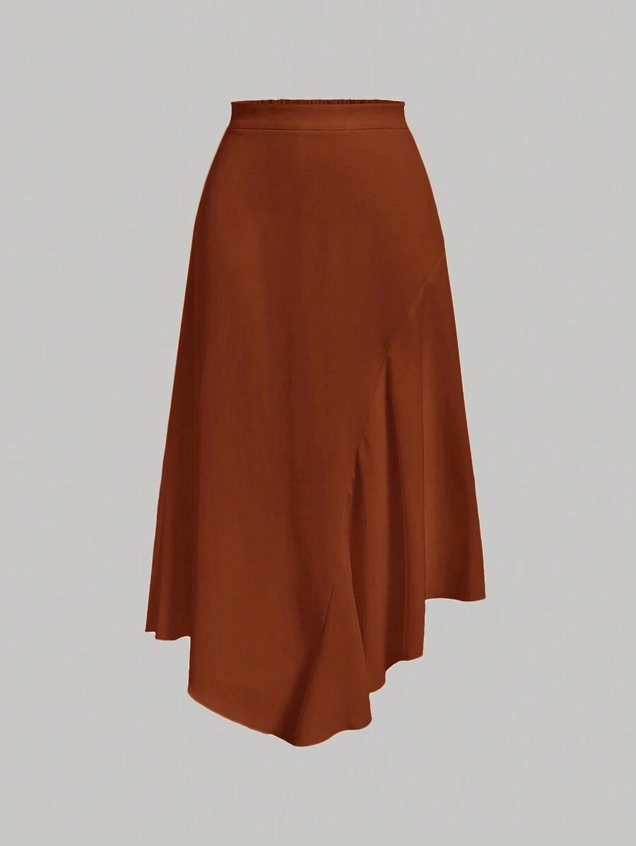 SHEIN MOD Váy mặc hàng ngày đơn giản màu trơn của phụ nữ - màu nâu - Xem 1