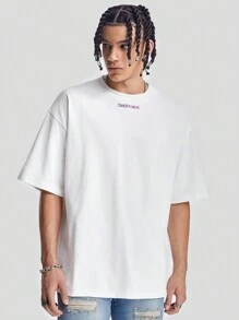 Manfinity VCAY 男士宽松英文字母图案印花圆领短袖T恤，夏季