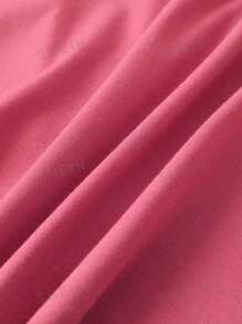 SHEIN Essnce Áo thun dáng rộng cổ tròn in họa tiết chữ đơn giản dành cho nữ, mùa hè - Màu Hồng  Dưa hấu - Xem 3