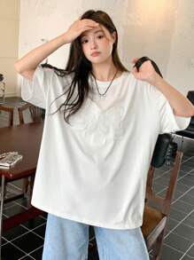 DAZY Oversized T-Shirt mit Schleife und weiter Passform, Kurzarm