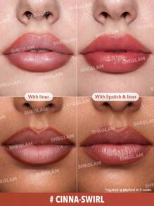 SHEGLAM Glam 101 Sheer Tinted Lipstick & Liner Duo-Cinna-Swirl 2-In-1 Moisturizing Glossy Lip Combo Double-Ended Easy To Use High Pigment Lip Liner Portable Silky Smooth Lip Makeup Brand Beauty Makeup Face Paint Cosmetic For Women Girls Perfect For Fall Winter Ideal For Y2K Fancy Fashion Suitable For Birthday Christmas Present Party Ready Best Color