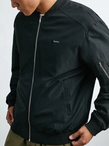 Manfinity VCAY Men's Casual Loose Fit Long Sleeve Open Front Jacket, For Fall Winter - Black - View 7