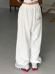 DAZY 女士印花休闲宽松白色运动裤，时尚服装 - 白色 - 查看 6