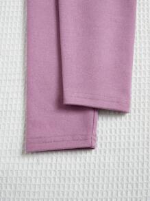 SHEIN 女大童2入組字母補丁細節加絨內裏緊身打底褲