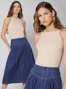 MOTF PREMIUM Top tank de canalé de viscosa - Beis - Ver 11