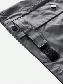 Manfinity NXTstreet Men's Solid Color Drawstring Waist Wide-Leg Woven Pants With Pockets - Grey - View 4