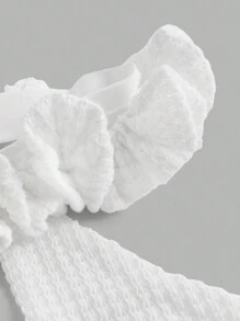 SHEIN ICON Ladies' Summer Pleated Lace Trim Halter Neck Deep V-Neck Backless Tie Bralette Camisole